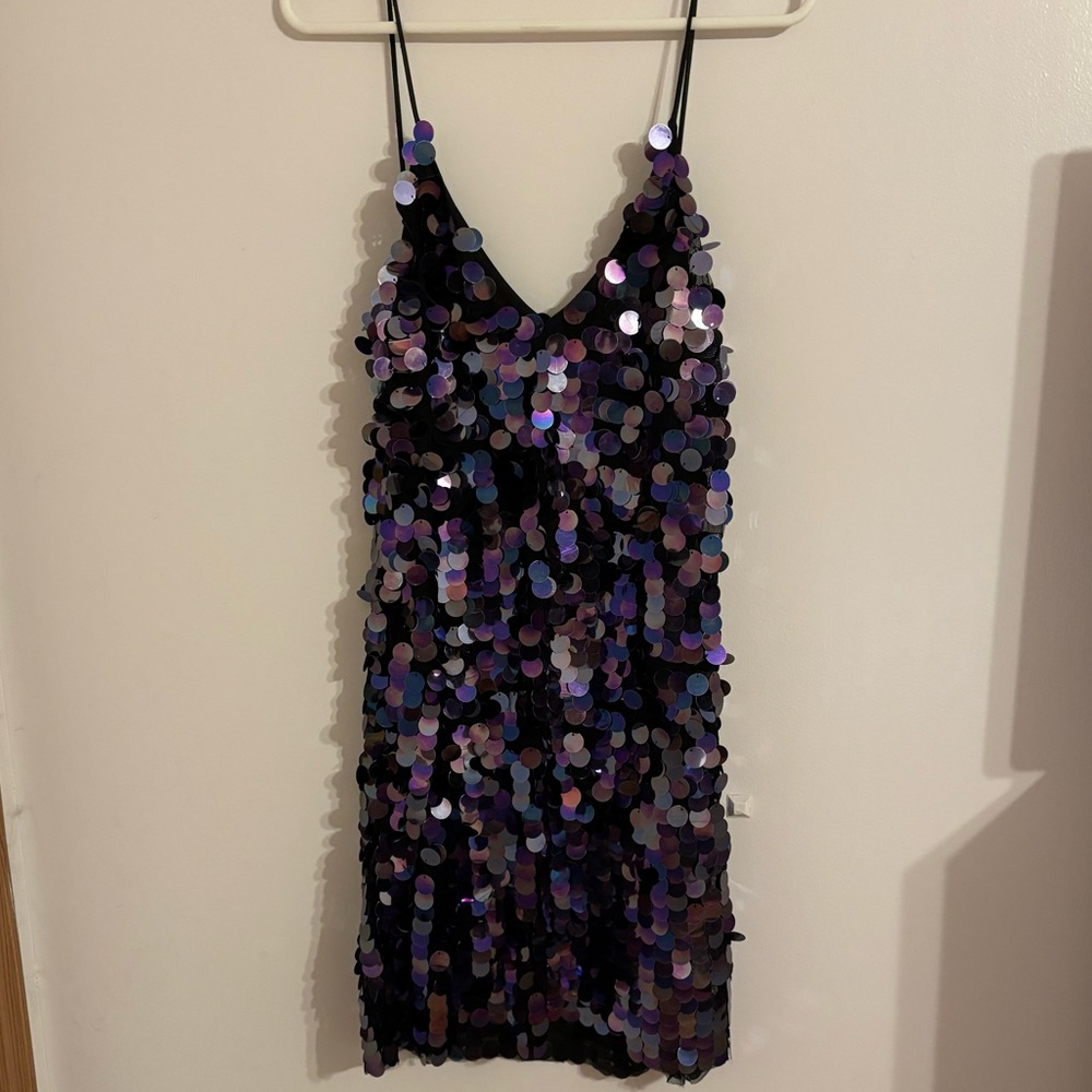 Francesca’s Purple Iridescent Mi Ami Women’s Medium Sequined Mini Dress